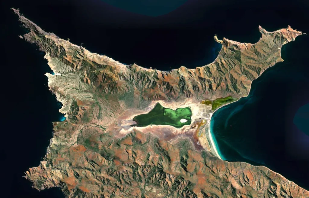 Satellite view of La Salina Hike in Isla del Carmen, Loreto Bay National Park